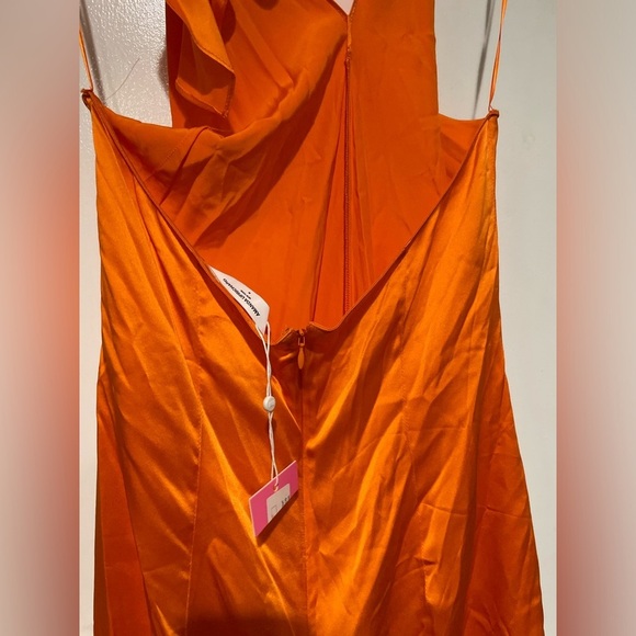 New! Revolve x Amanda Uprichard Silk Jade Halter Mini Dress Fire Orange❤️🔥M NWT - Picture 11 of 12